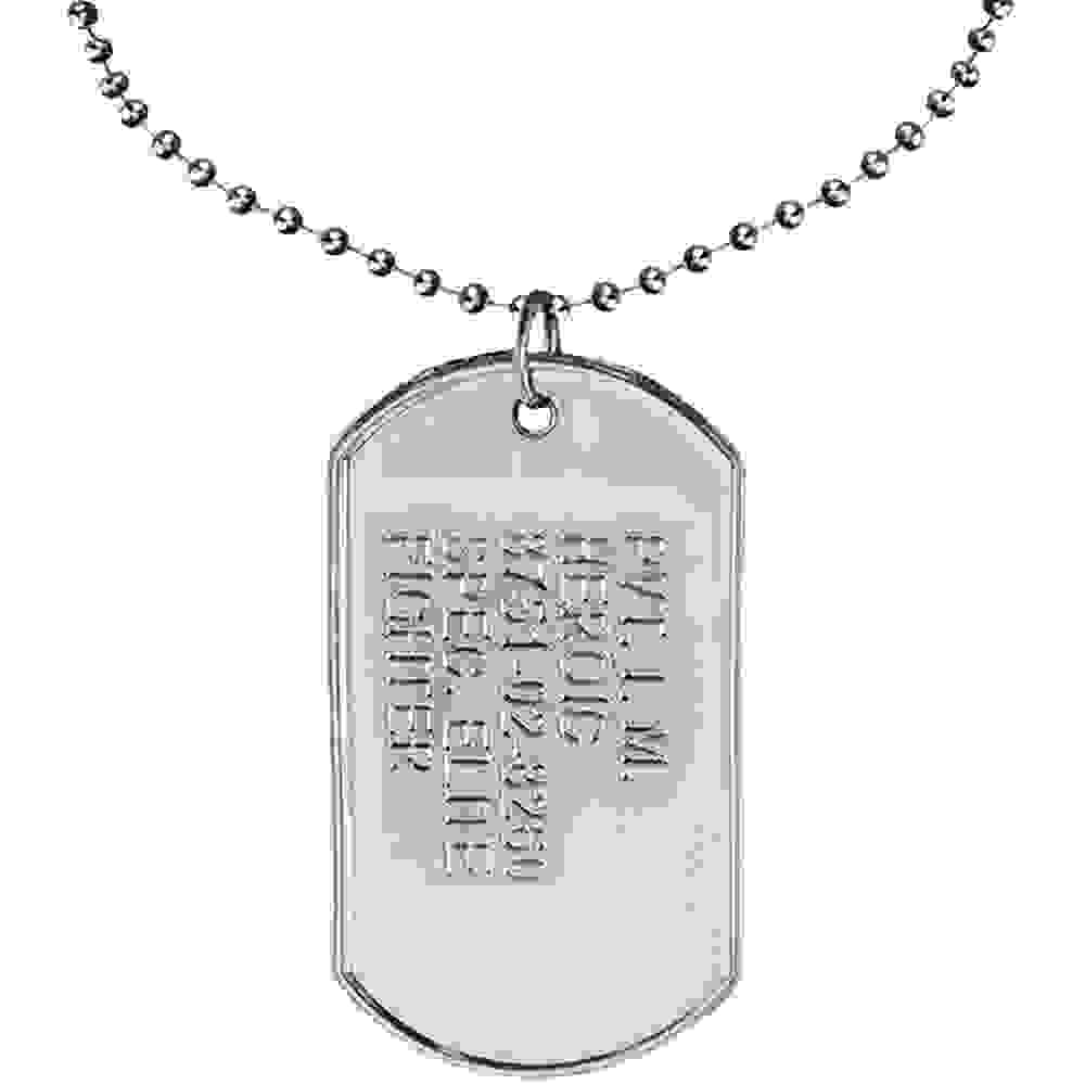 Silver Military Metal Dog Tag Necklace