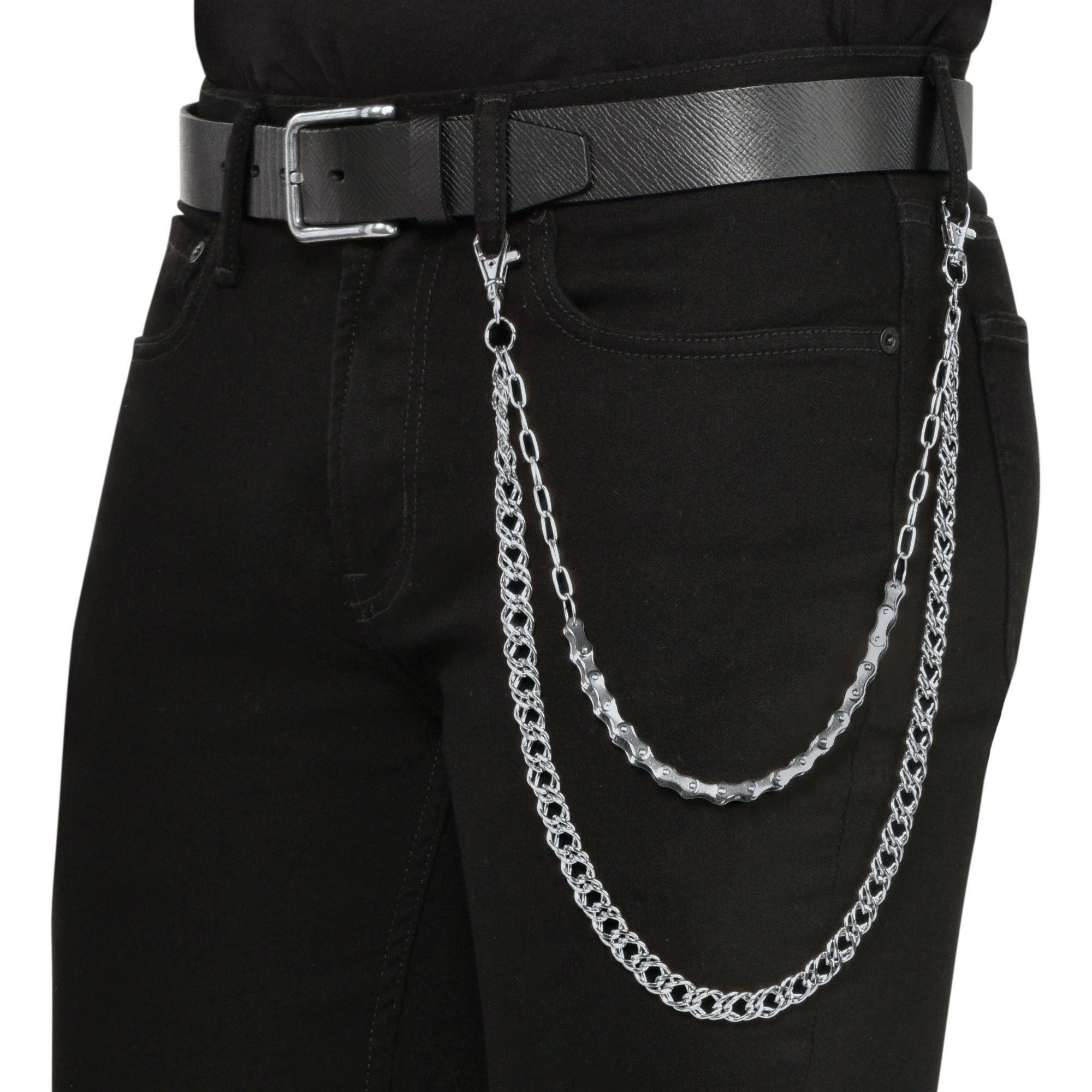 CIMAO - Faux Leather Belt / Layered Butterfly Waist Chain / Set