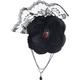Black Lace, Satin & Velour Flower Hairclip with Spider & Chains