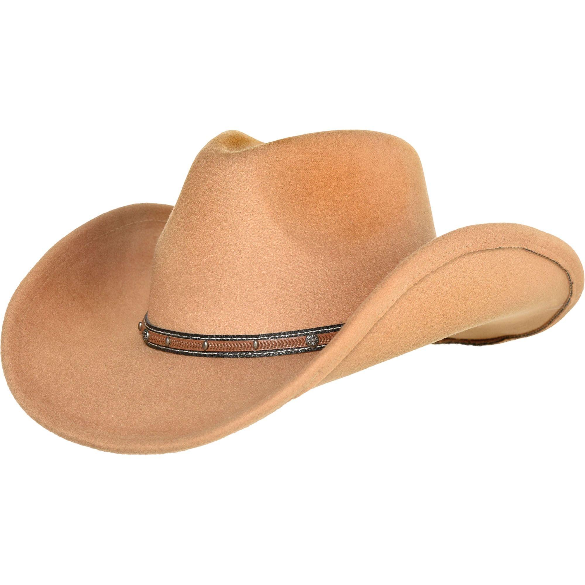 Tan Cowboy Hat with Faux Leather Trim, One Size Party City