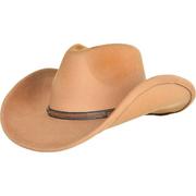 Tan Cowboy Hat with Faux Leather Trim, One Size