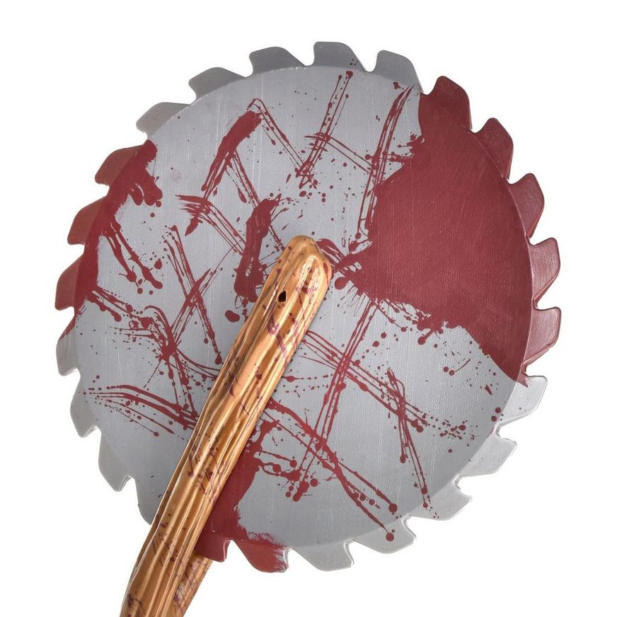 Blood-Splattered Circular Saw with Wood-Grain Handle, 60in