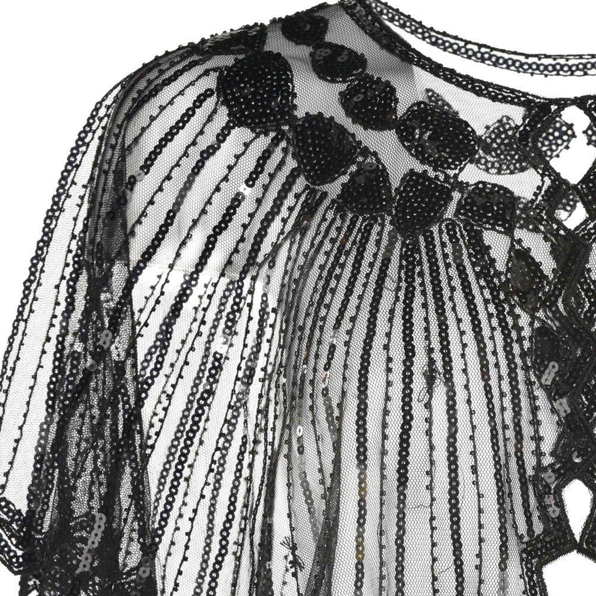 Black 20s Fancy Sheer Capelet