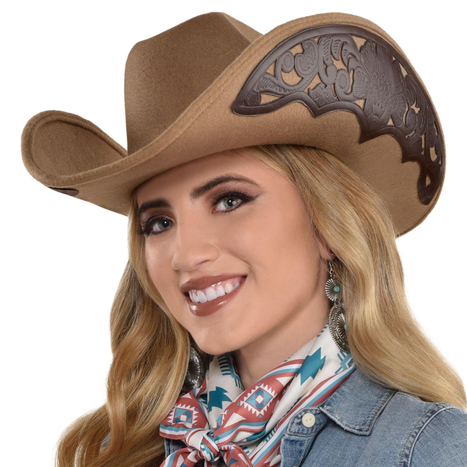 Oversized Debossed Cowgirl Hat