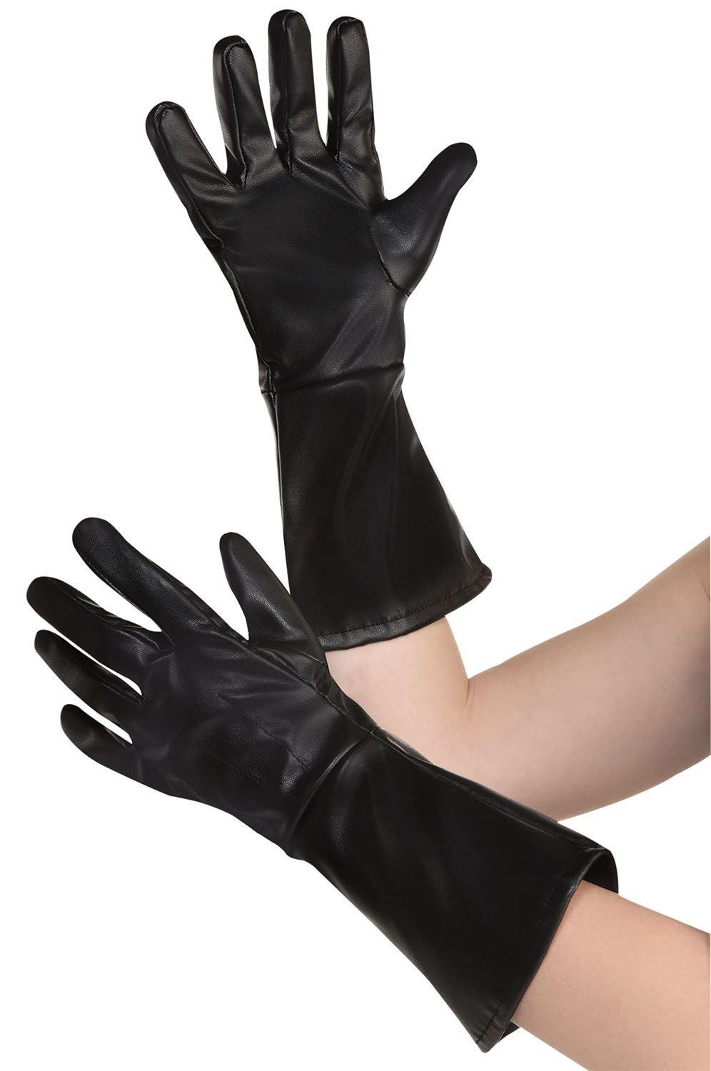 Black Long Leather City Gloves Party for Kids 