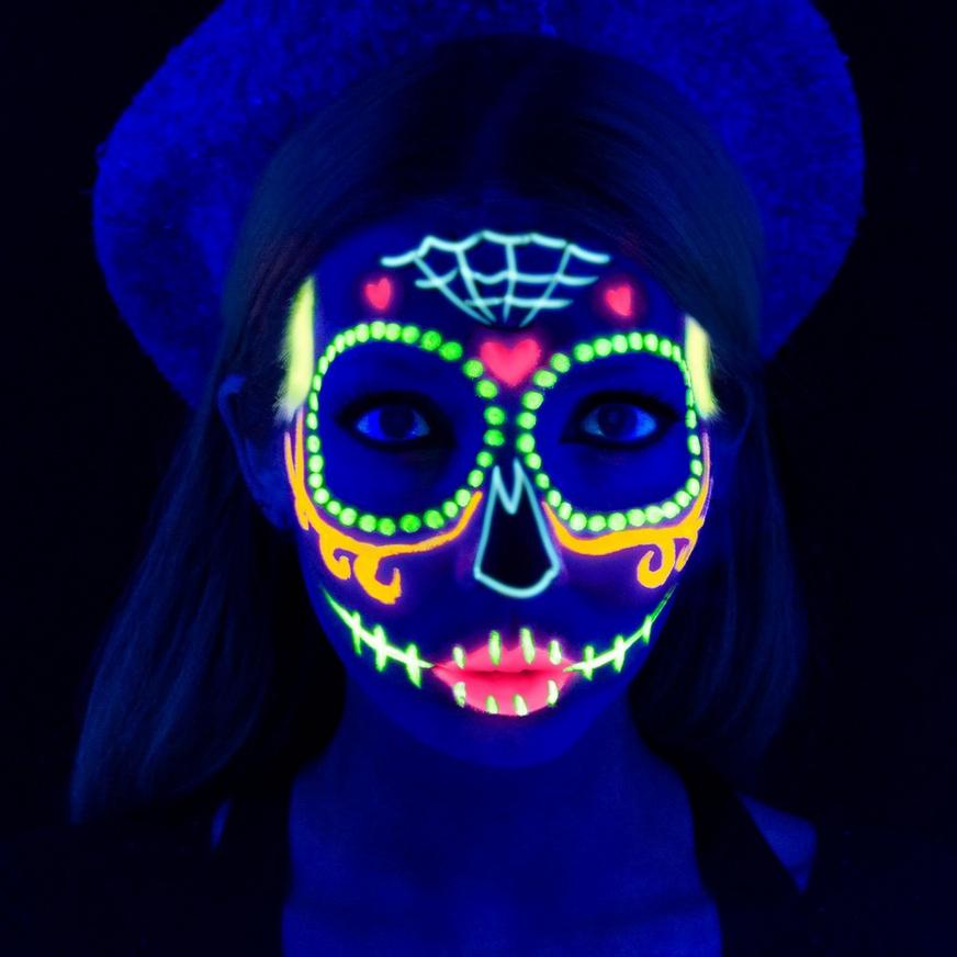 Glow-in-the-Dark Sugar Skull Makeup Kit - Day of the Dead