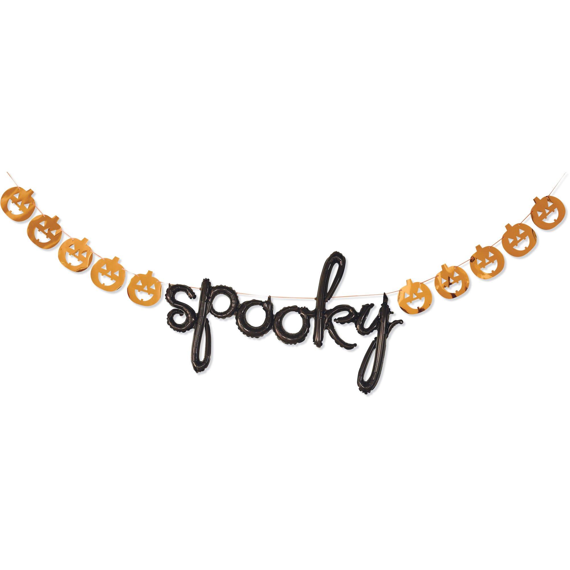 AirFilled Black & Orange Spooky Halloween Balloon Banner, 20ft Party