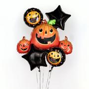 Smiley Pumpkin Halloween Foil Balloon Bouquet, 5pc