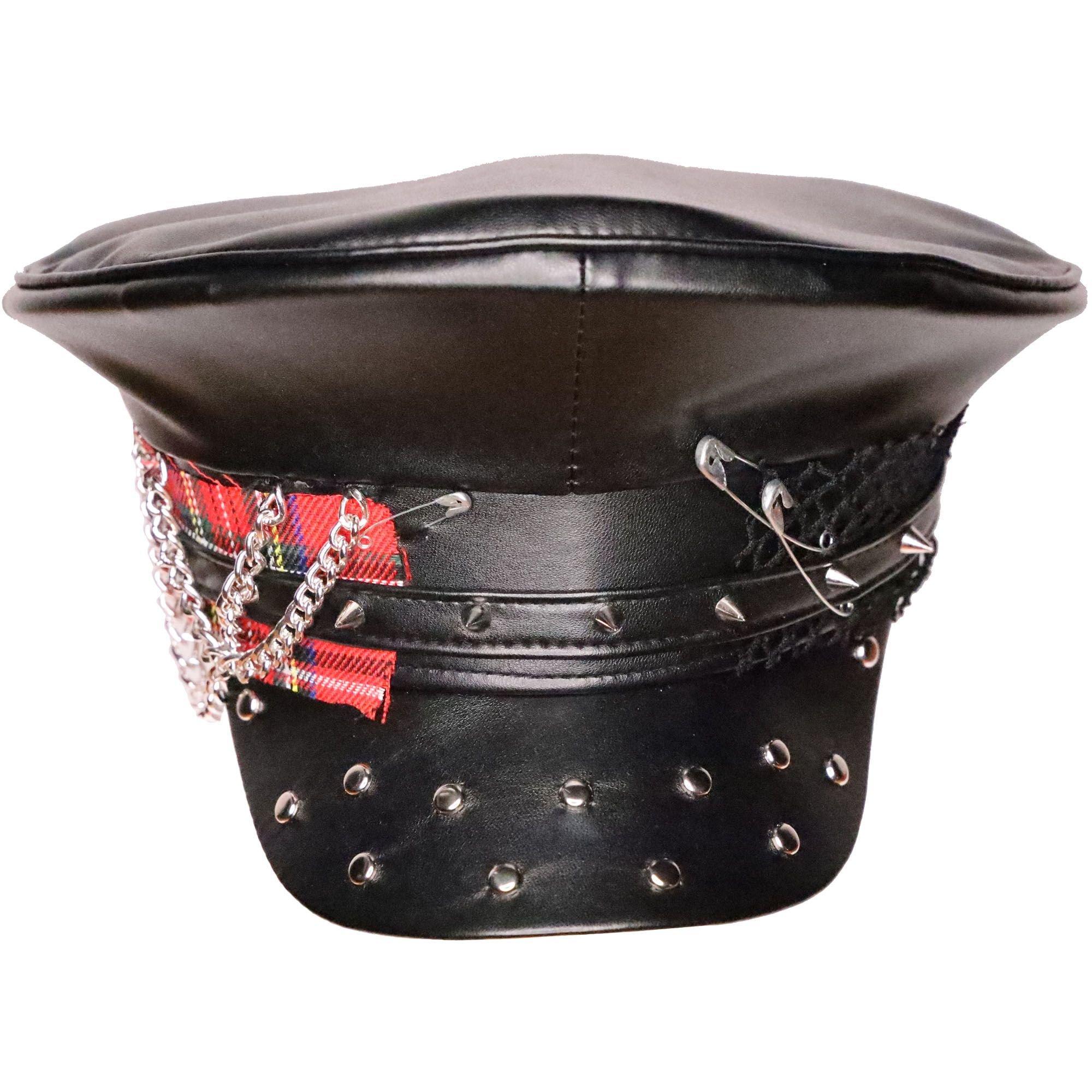 Studded Black Leather Punk Hat Party City