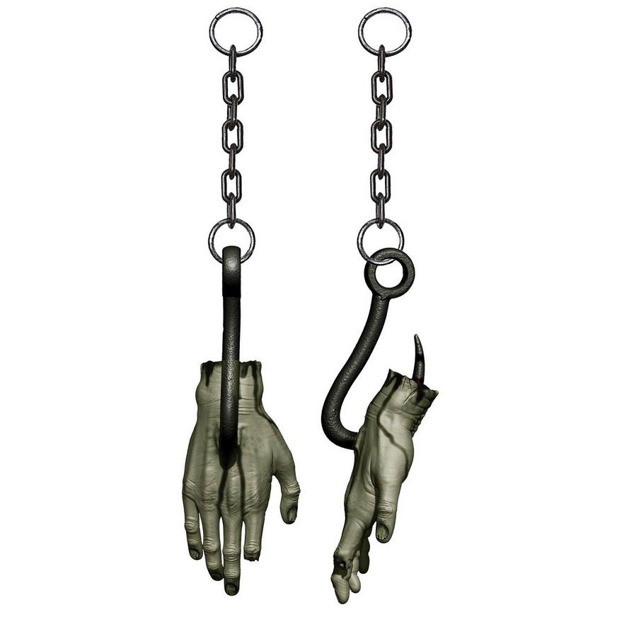 Hooked Bloody Zombie Hand Plastic Hanging Decoration, 12.5in