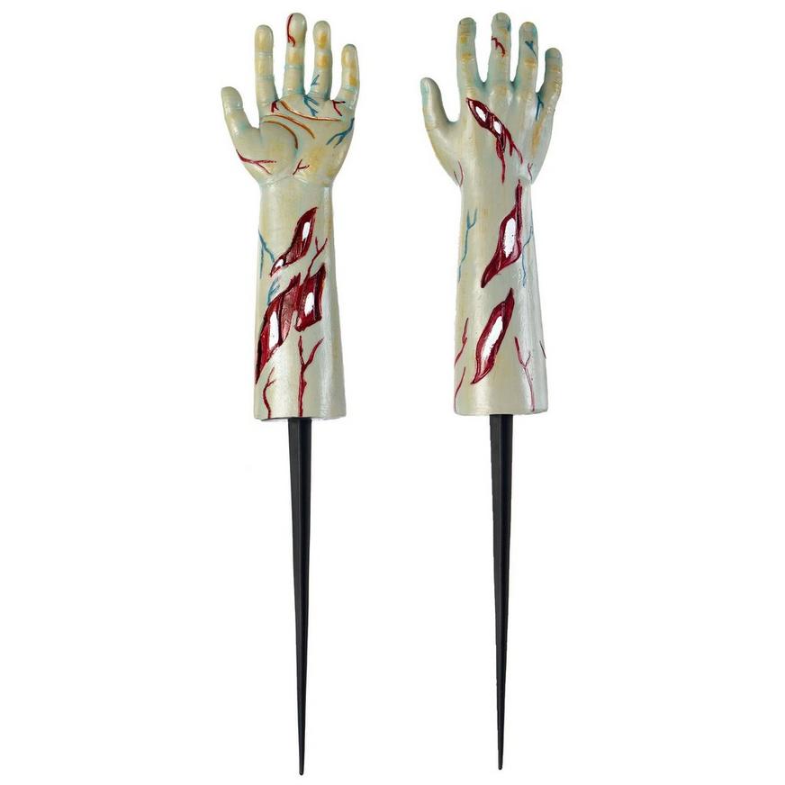 Zombie Hands Plastic Yard Stakes, 25in, 2ct