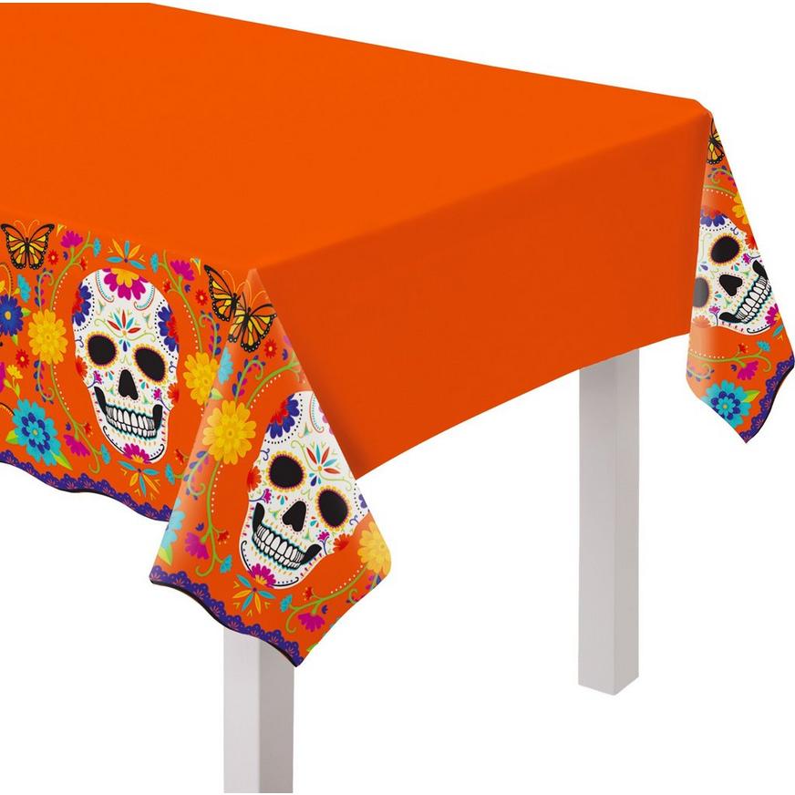 Dia de los Muertos Sugar Skull Plastic Table Cover, 54in x 102in