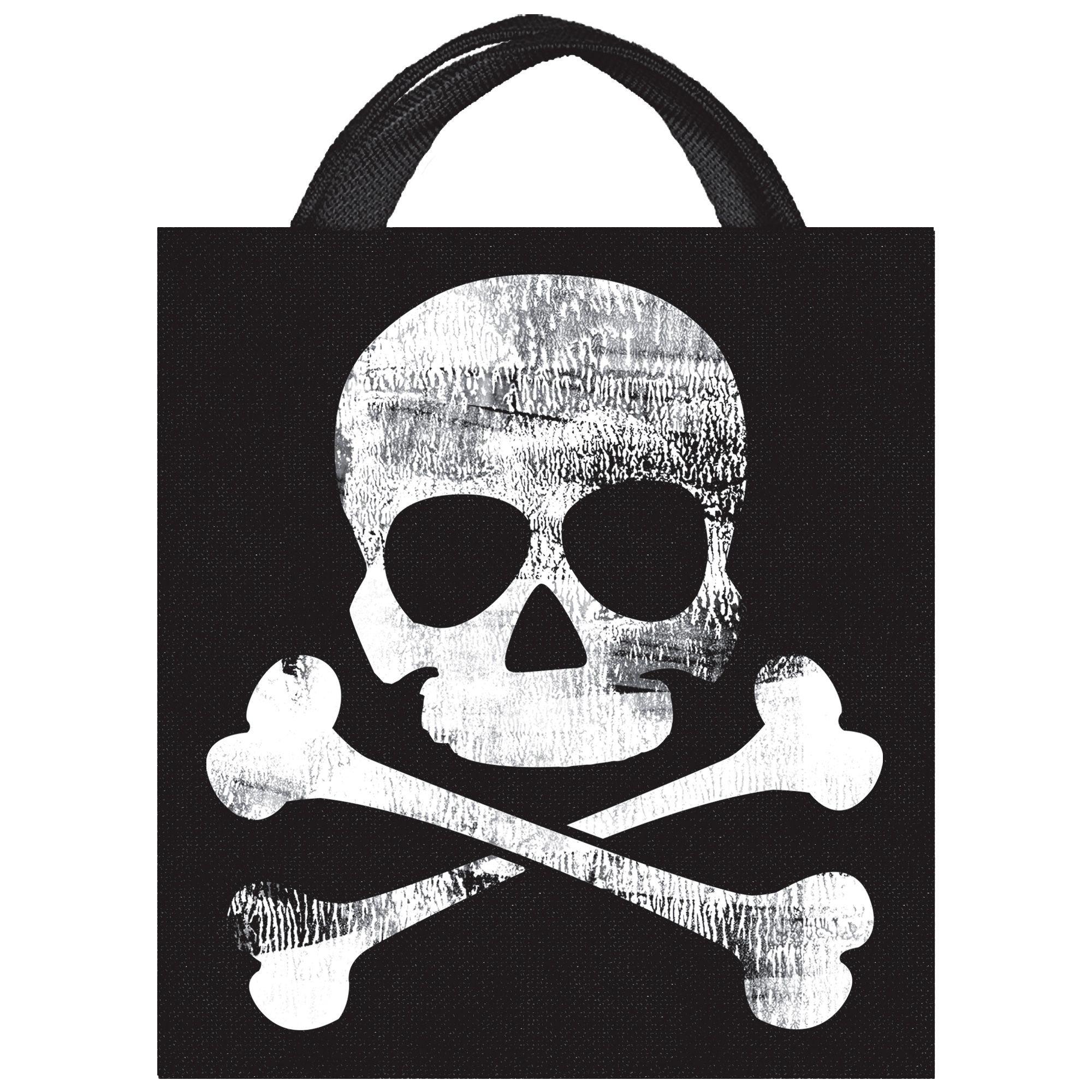 Skull & Crossbones Jolly Roger Fabric Trick-or-Treat Bag, 13.5in x 14.75in