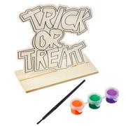 Paint Your Own Trick-or-Treat Halloween Wood Sign Craft Kit, 5in x 5in, 5pc