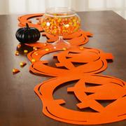 Classic Orange Jack-o'-Lantern Die-Cut Felt Table Runner, 13.4in x 53.5in