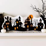 Classic Orange & Black Haunted Village Paper & Plastic Table Decorating Kit, 2pc