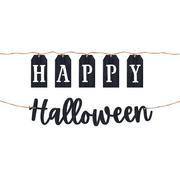 Classic Black & White Happy Halloween Wood & Twine Banners, 6ft, 2ct