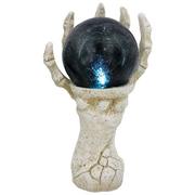 Light-Up Classic Black & White Skeleton Hand with Glass Orb Decoration, 6.5in x 5.4in