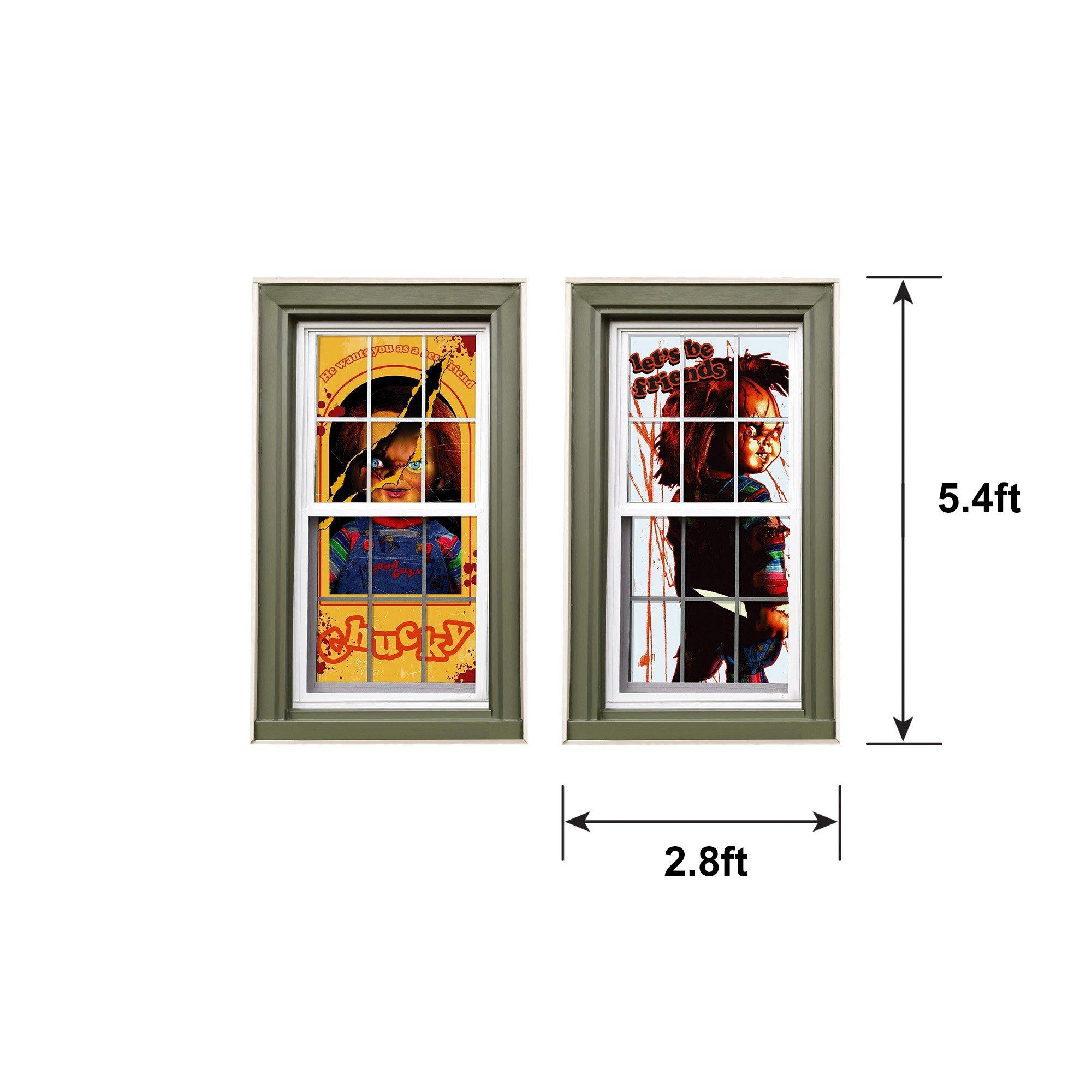 Chucky Plastic Window Silhouette Scene Setters, 2.8ft x 5.4ft, 2ct - Child's Play