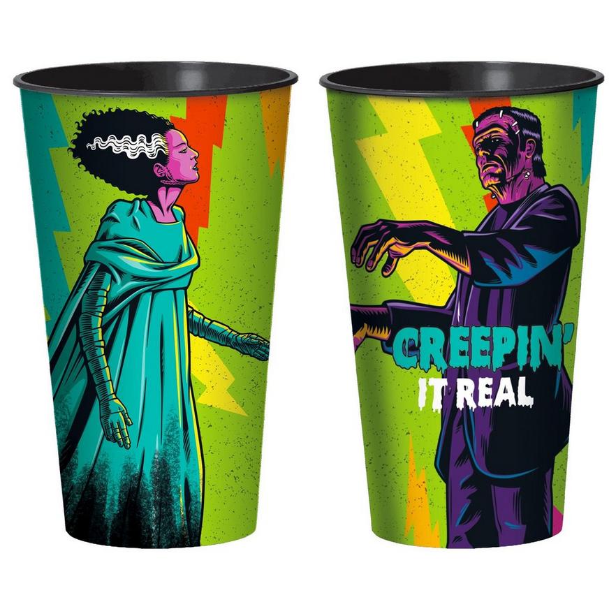 Frankenstein & Bride of Frankenstein Plastic Cup, 32oz - Universal Classic Monsters