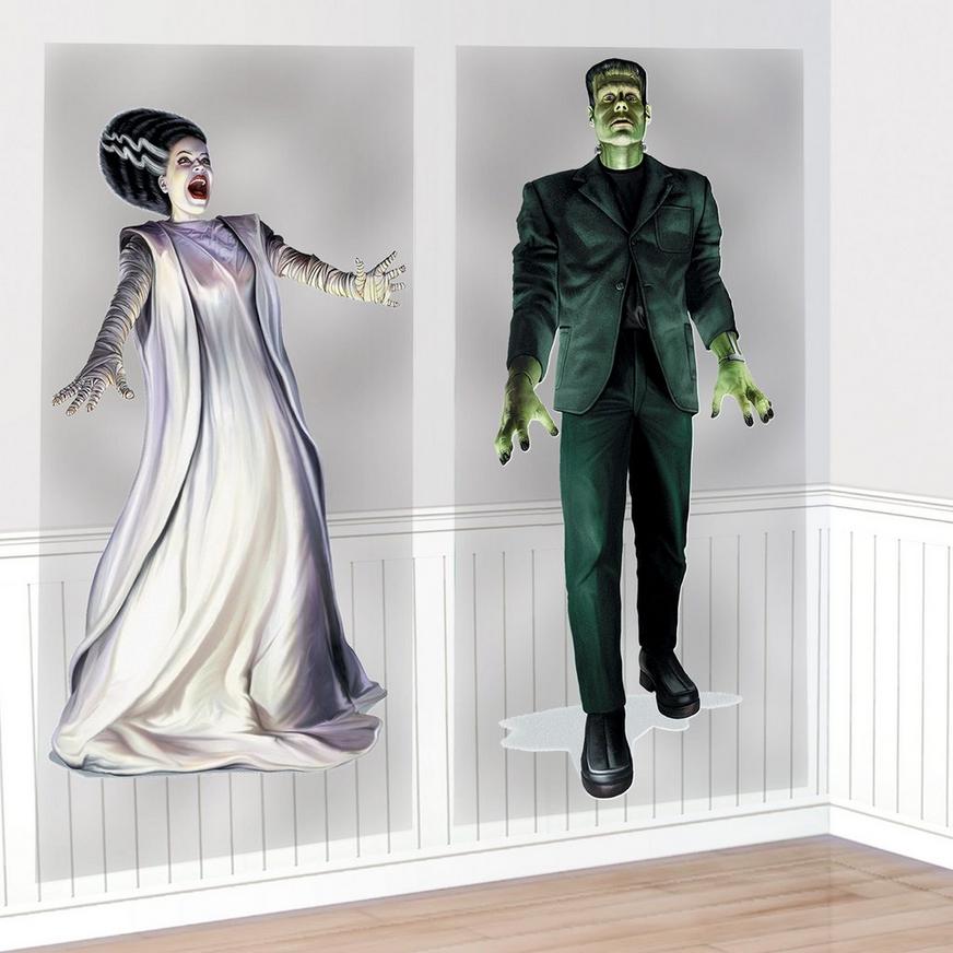 Frankenstein & Bride of Frankenstein Plastic Scene Setter Add-Ons, 2.8ft x 5.4in, 2ct - Universal Classic Monsters