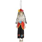 Day of the Dead Skeleton Bride Fabric & Plastic Hanging Decoration, 12in