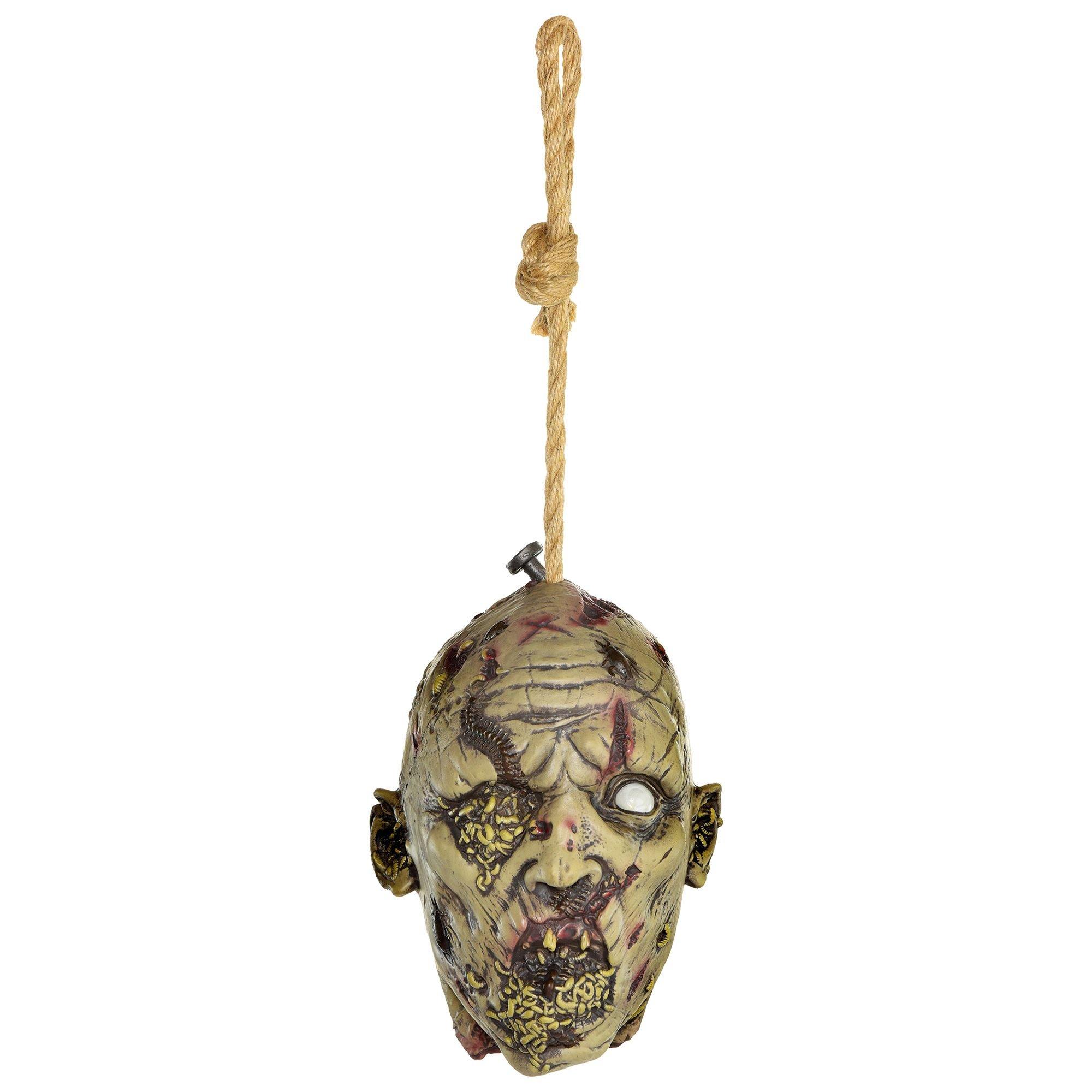 Maggot & Pest Infested Head Latex & Rope Hanging Decoration, 7.7in x 11in