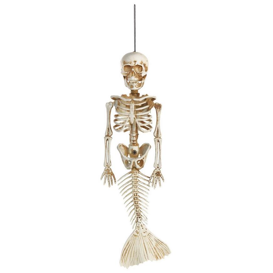 Mermaid Skeleton Plastic Hanging Decoration, 5in x 15.5in