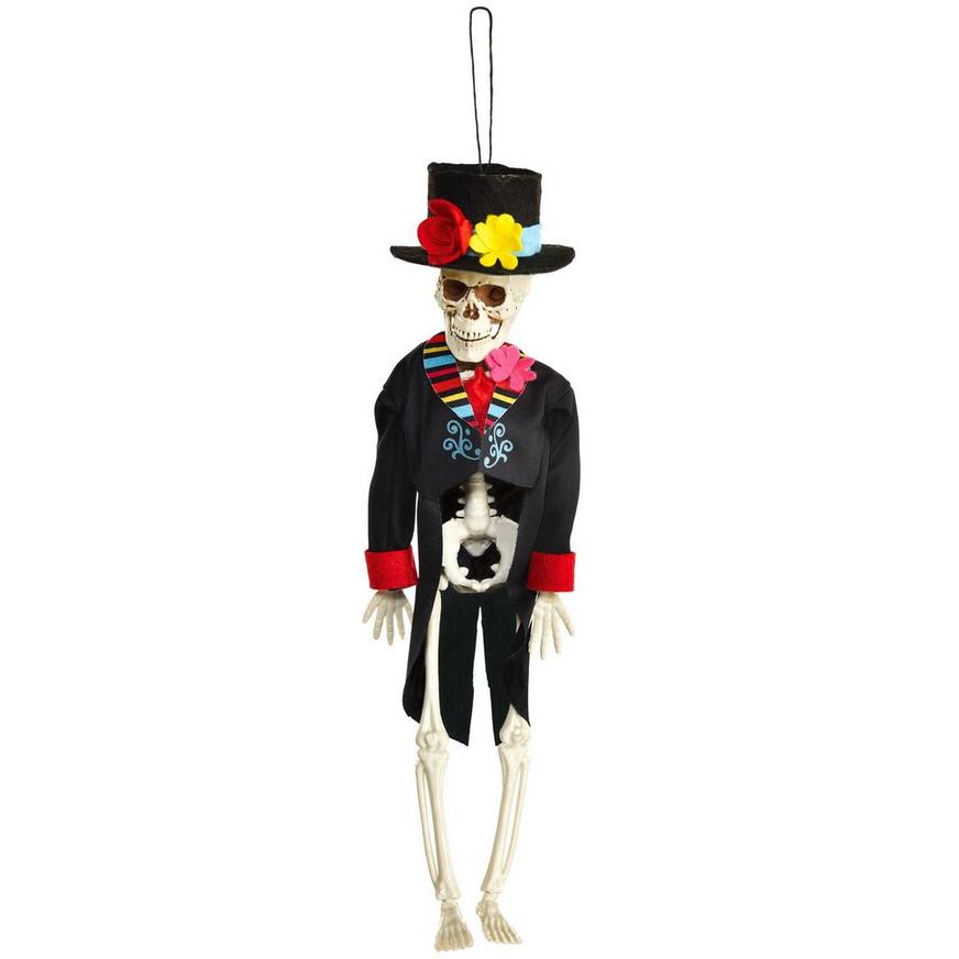 Day of the Dead Skeleton Groom Fabric & Plastic Hanging Decoration, 12in