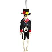 Day of the Dead Skeleton Groom Fabric & Plastic Hanging Decoration, 12in
