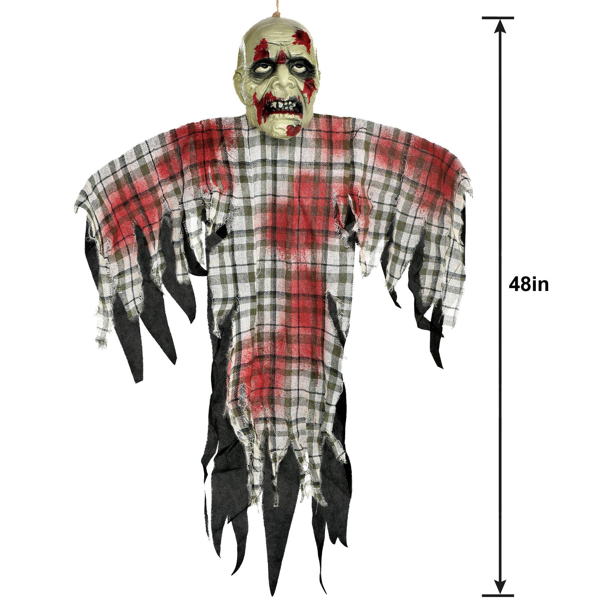 Bloody Zombie in Plaid Fabric & Plastic Hanging Decoration, 48in ...