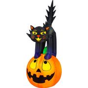 Light-Up Black Cat & Jack-o'-Lantern Pumpkin Inflatable Yard Decoration, 7ft