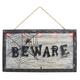 Animatronic Light-Up Beware Plastic & Metal Sign, 18.5in x 10.6in - Halloween Decoration