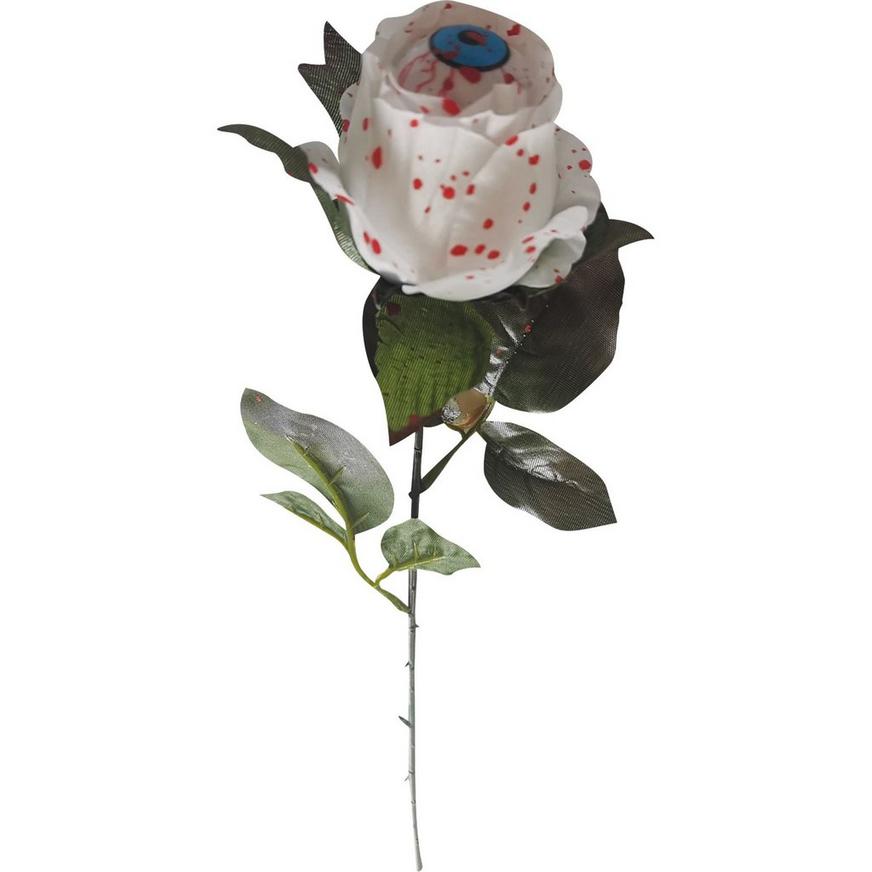Bloody Rose with Eyeball Plastic & Fabric Prop, 2.8in x 16.5in