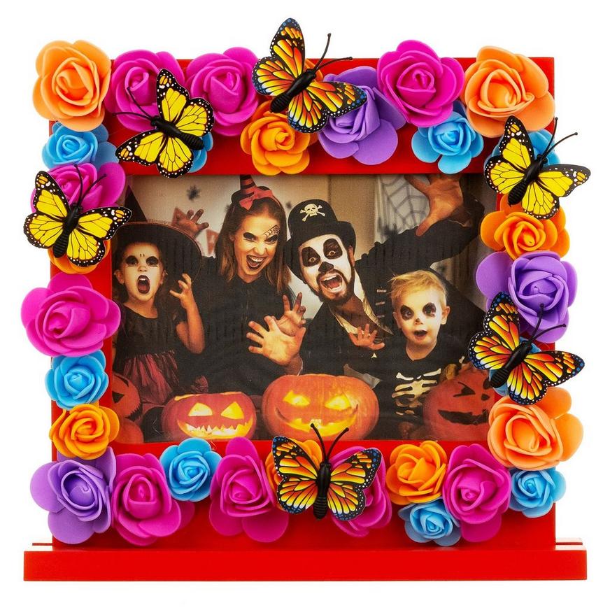 Day of the Dead Wood & Fabric Photo Frame, 8.7in x 8.8in