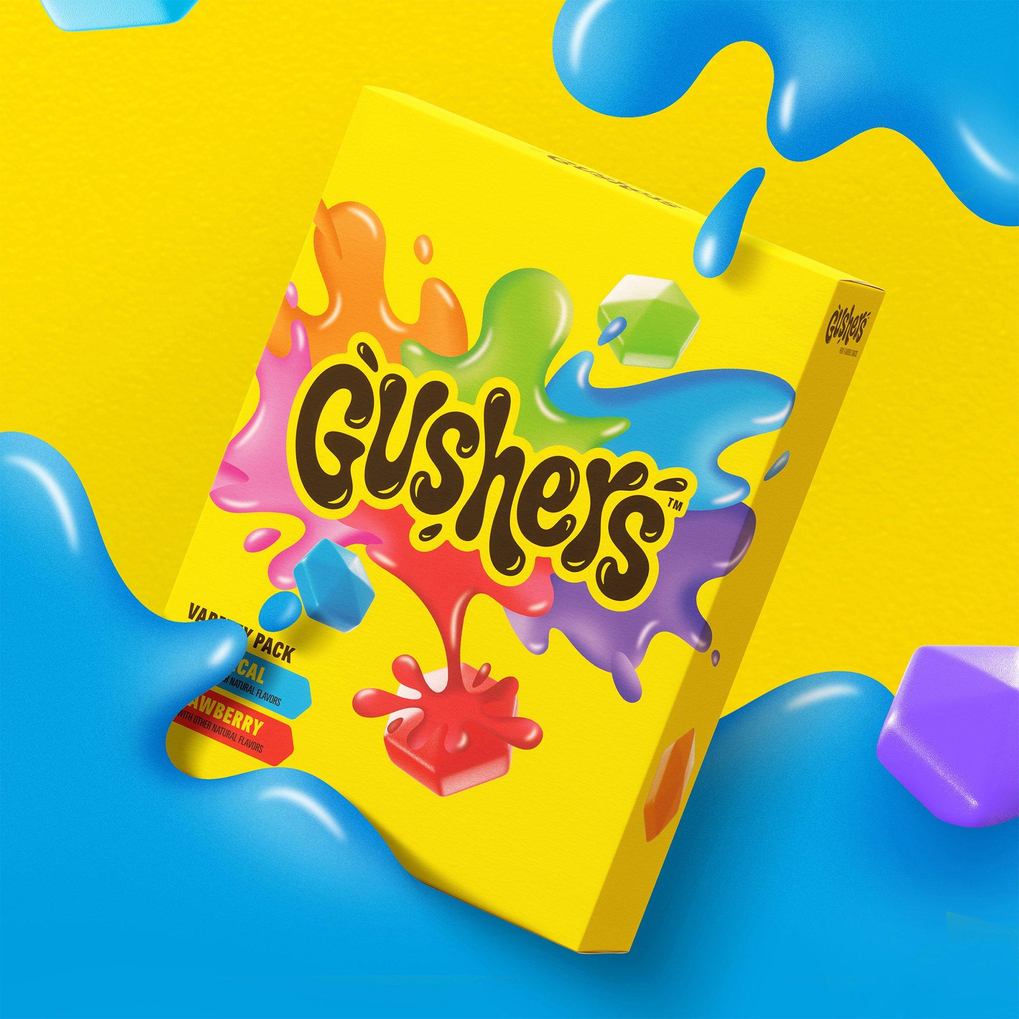 Gushers Fruit Flavored Snacks Variety Pack, 6 Pouches - Strawberry & Tropical Flavors