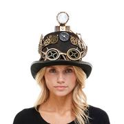 Light-Up Black & Gold Steampunk Top Hat
