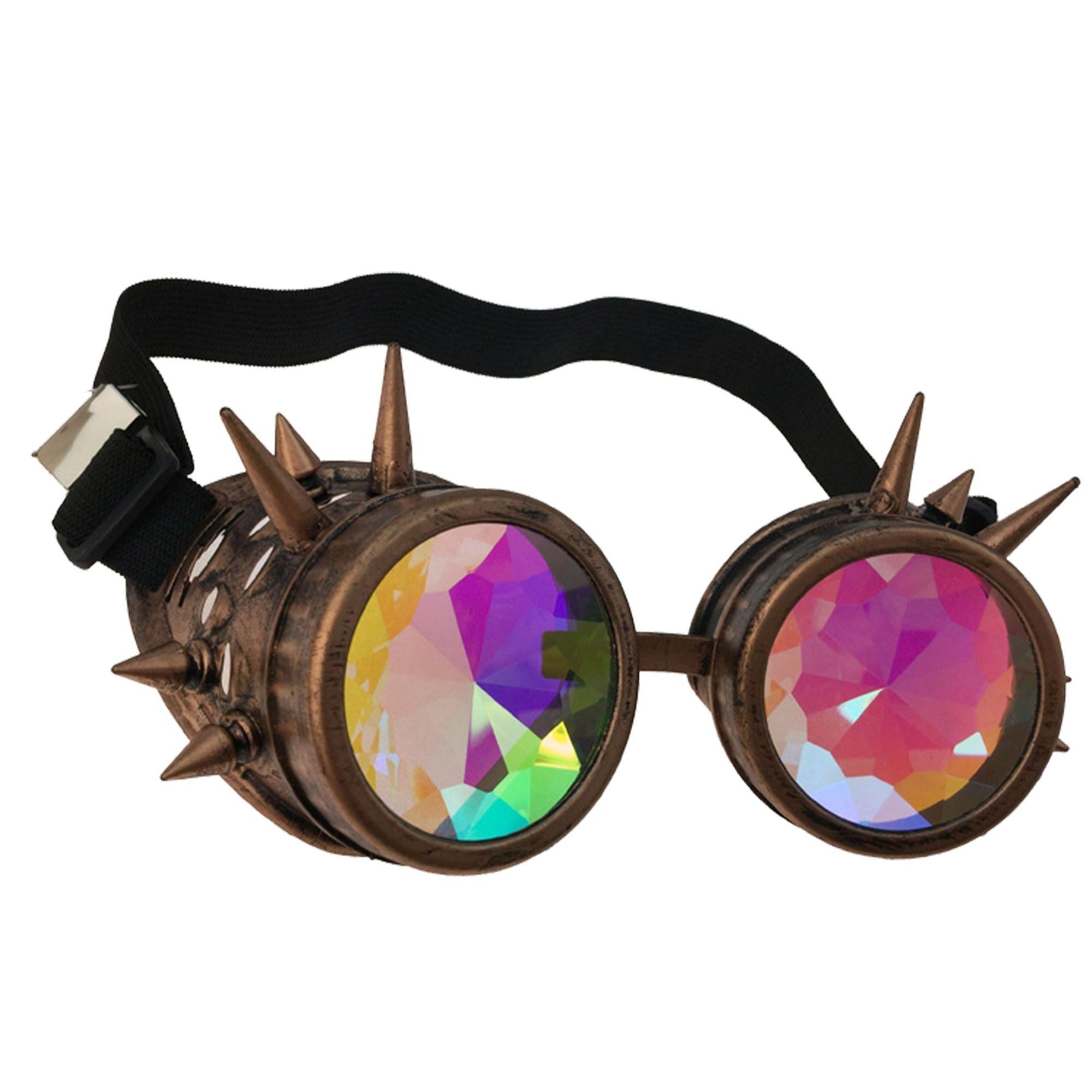 Copper Kaleidoscope Lens Steampunk Goggles with Spikes | Party City