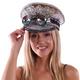 Silver Sequin Captain Hat with Spike Stud Kaleidoscope Goggles