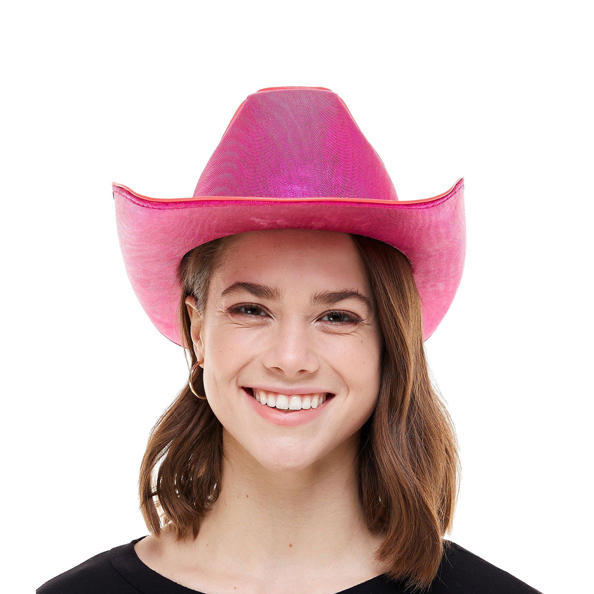 Pink Felt Cowboy Hat for, Women, Men, Cowgirl Costume, Western Party (Adult  Size) 