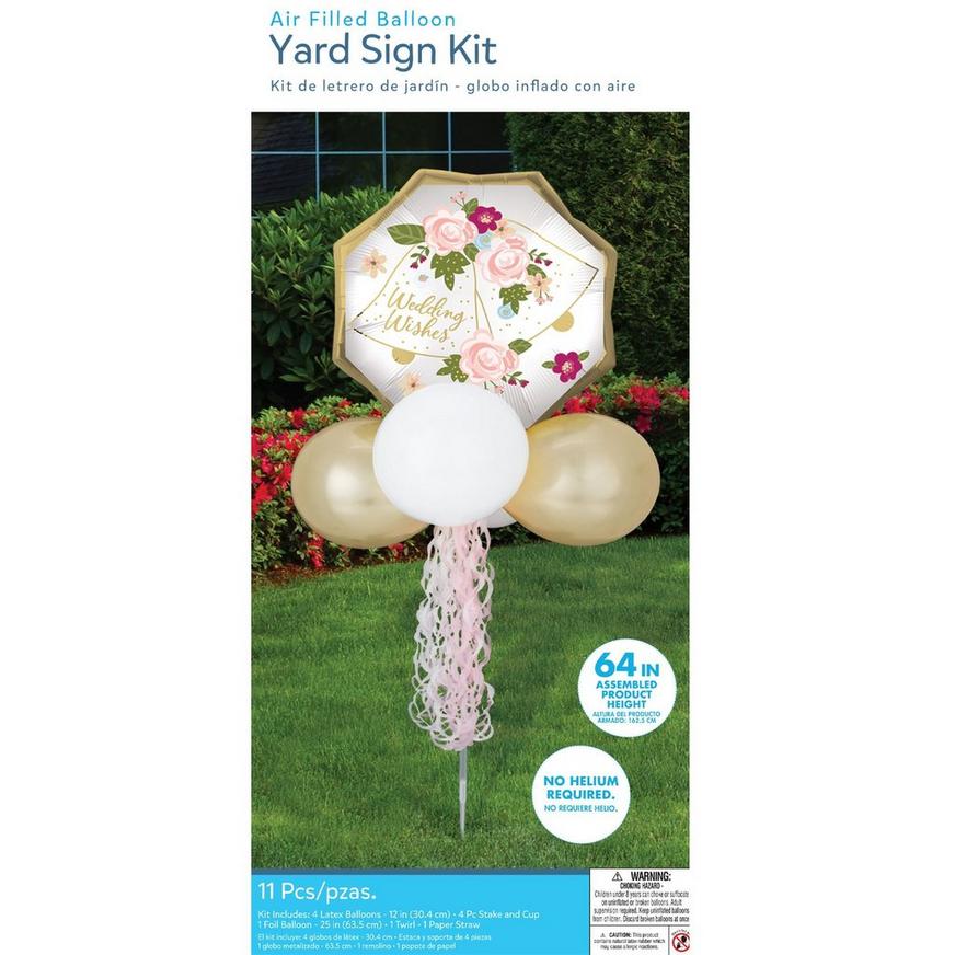 Air-Filled Wedding Bells Foil & Latex Balloon Yard Sign, 64in
