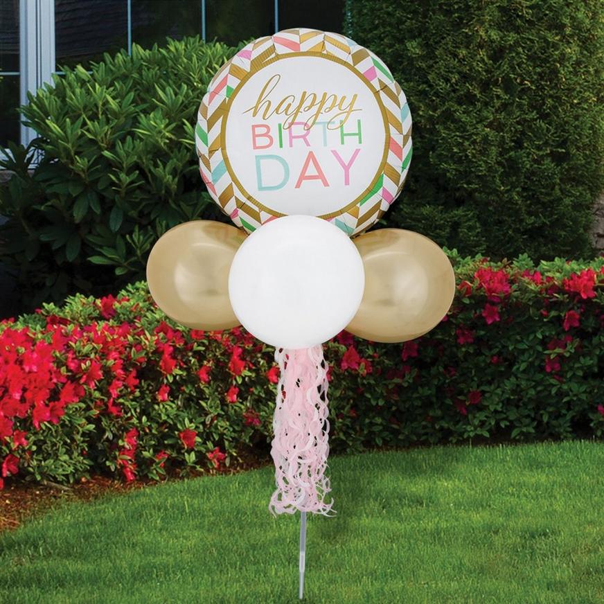 Air-Filled Pastel Birthday Celebration Foil & Latex Balloon Yard Sign, 62in