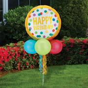 Air-Filled Gold & Polka Dot Birthday Foil & Latex Balloon Yard Sign, 62in