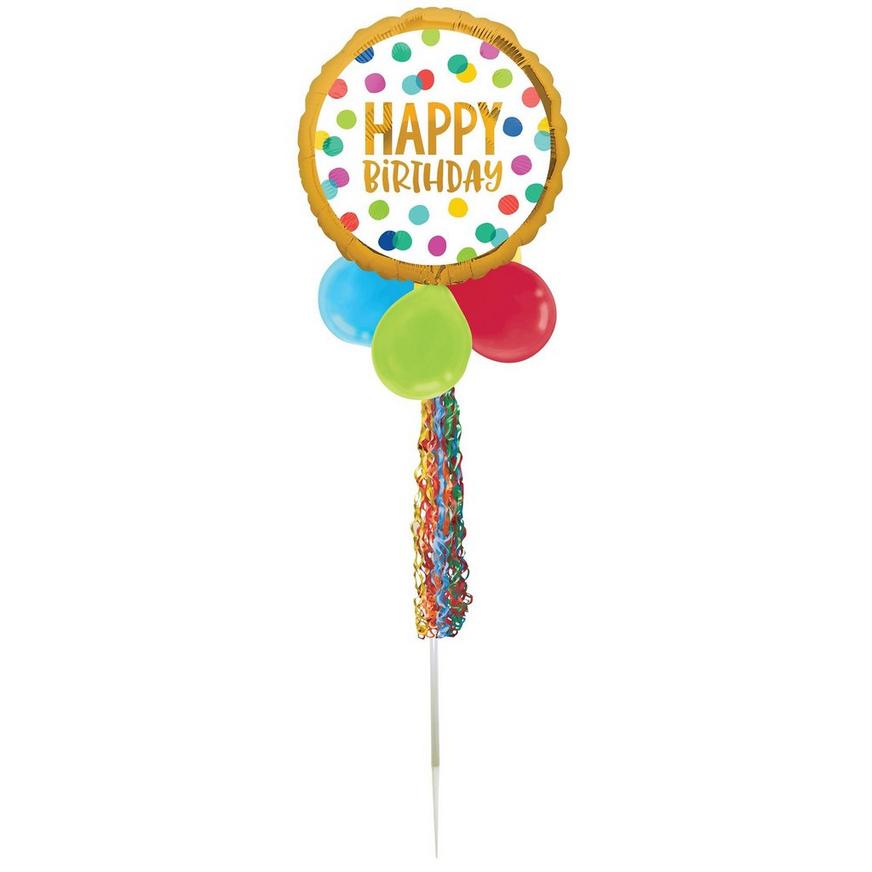 Air-Filled Gold & Polka Dot Birthday Foil & Latex Balloon Yard Sign, 62in