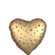 Air-Filled Gold Dot & Heart Satin Foil Balloon, 13in x 14in