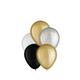 25ct, 5in, Luxe 4-Color Mix Mini Latex Balloons - Black, Gold, Silver & White