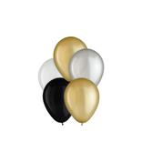 25ct, 5in, Luxe 4-Color Mix Mini Latex Balloons - Black, Gold, Silver & White