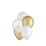 25ct, 5in, Golden 3-Color Mix Mini Latex Balloons - Clear, Gold & White