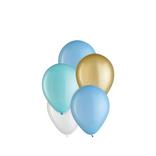 25ct, 5in, Pastel Blue 4-Color Mix Mini Latex Balloons - Blues, Gold & White