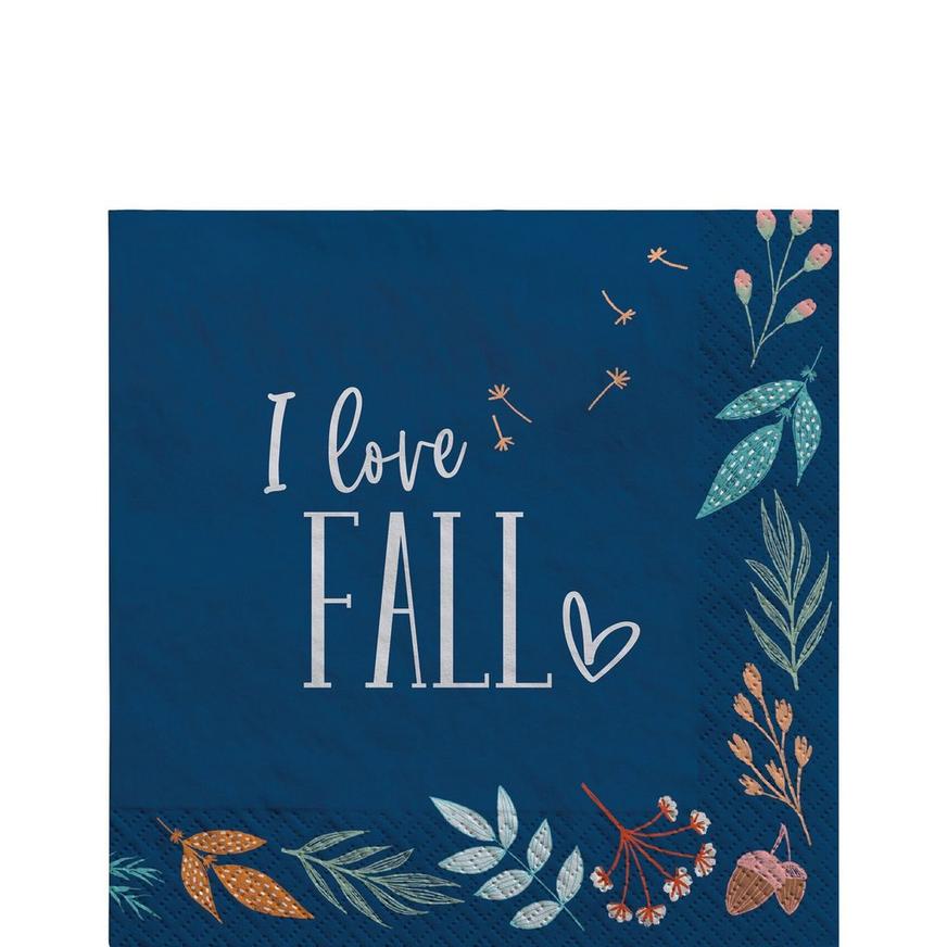 Navy Blue Gather for Fall Paper Lunch Napkins, 6.5in, 40ct